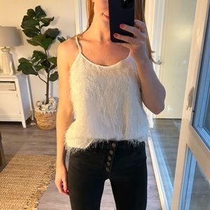 J.Crew white feathered racer back tank cami blouse, size 2